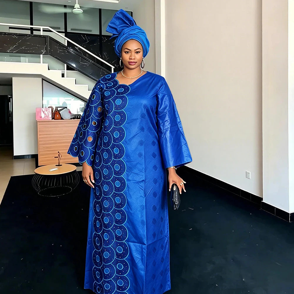 ladies dashiki dress Plus Size African Embroidered Maxi with Headscarf for Women – Bazin Style Wedding & Party Dress (L–4XL) Purple / 4XL This trendy Blue Dashiki Robe Soirée Femme, Orange Size:S (2-4) ITEM_NAME:PA3087