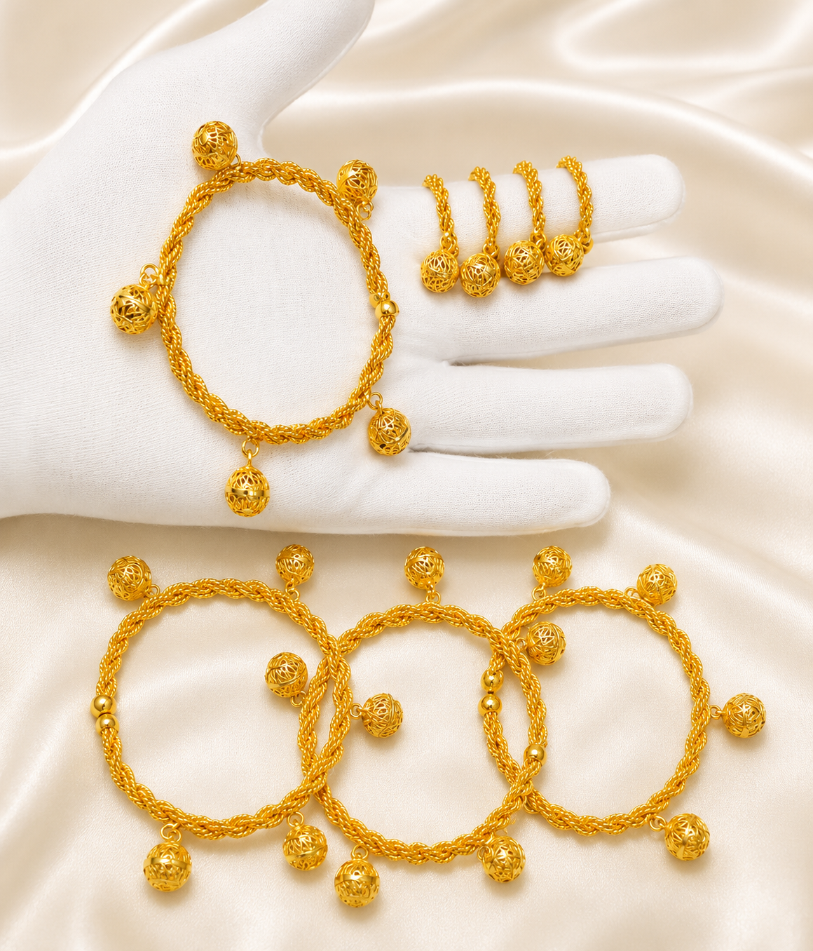 00052 - Bracelet avec bagues (lot de 4) - Ngalam
