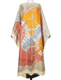 Vestido Kaftan Abaya Elariah de Talla Grande con Estampado Africano para Mujer – Maxi Boubou de Seda Twill Modesto | Talla Única