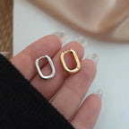 Silver U-Shape Circle Stud Earrings – Vintage Handmade Geometric Bridal & Fashion Jewelry for Women