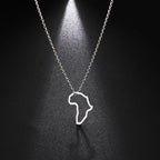 Trendy African Map Pendant Necklace for Women – Stainless Steel Geometric Motherland Necklace, Gold, Rose Gold, or Steel Color