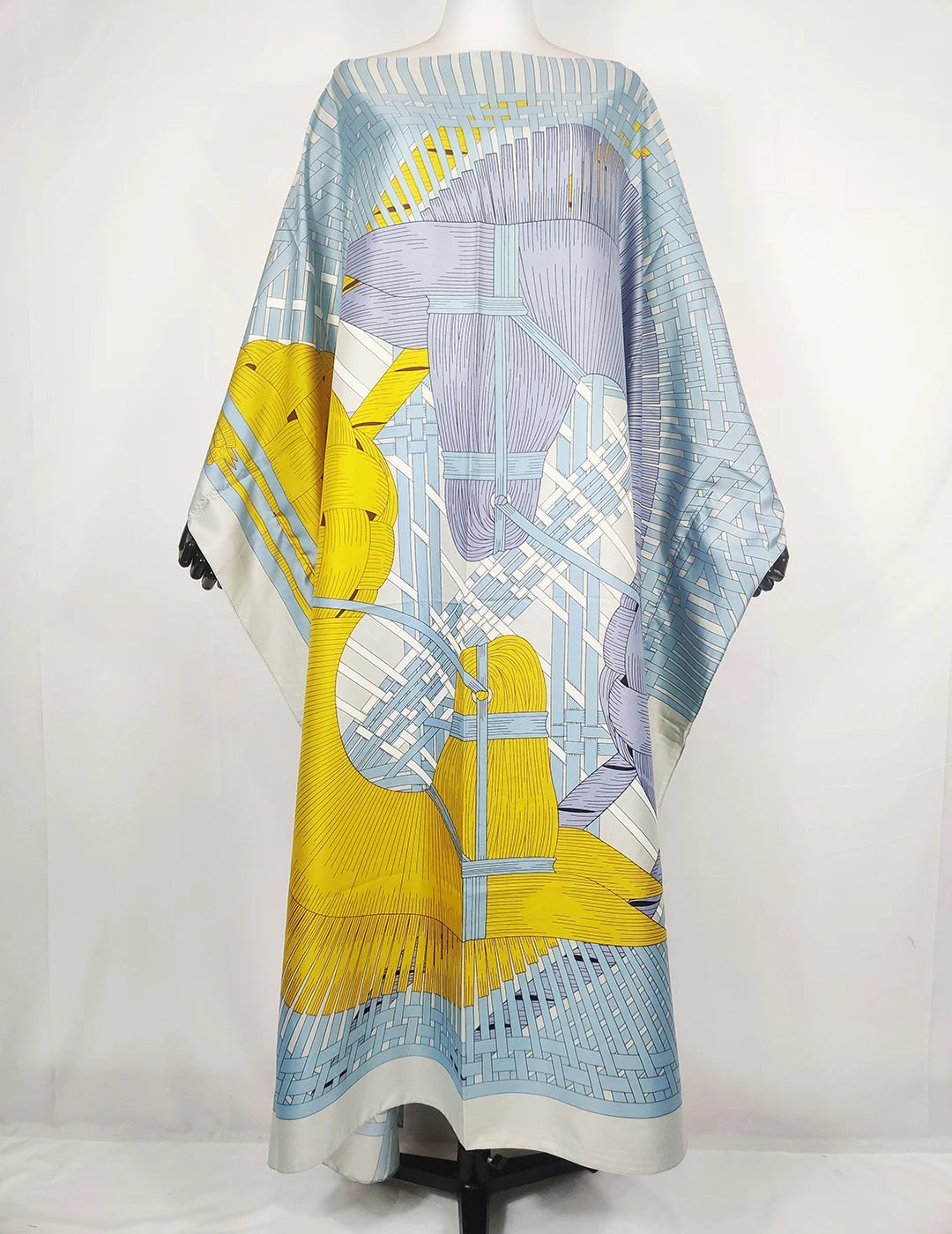 Elariah Oversized African Print Kaftan Abaya Dress for Women – Twill Silk Modest Maxi Boubou | One Size