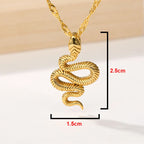 Gothic Snake Pendant Necklace – Stainless Steel Gold Choker for Women