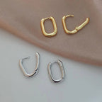 Silver U-Shape Circle Stud Earrings – Vintage Handmade Geometric Bridal & Fashion Jewelry for Women