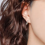 Silver U-Shape Circle Stud Earrings – Vintage Handmade Geometric Bridal & Fashion Jewelry for Women