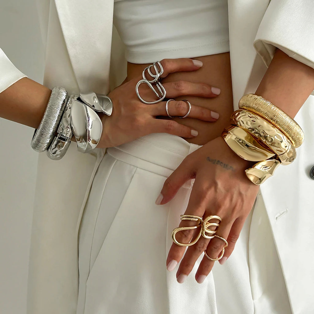 Elariah Chunky Wide Open Cuff Bracelet – Bold Geometric Metal Bangle for Women & Men | Gold or Silver Statement Jewellery