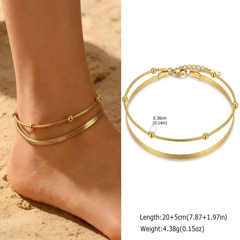 Elariah Gold Plated Stainless Steel Heart Anklet for Women – Adjustable Delicate Heart Chain Anklet Bracelet