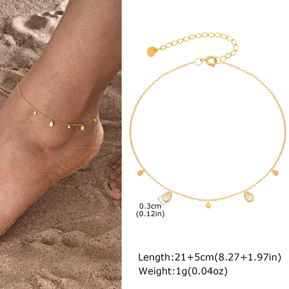 Elariah Gold Plated Stainless Steel Heart Anklet for Women – Adjustable Delicate Heart Chain Anklet Bracelet