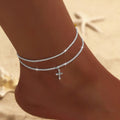 Elariah 925 Silver Plated CZ Zircon Anklet Bracelet – Waterproof Dainty Layered Chain Anklet for Women