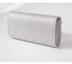 Elariah Shimmer Envelope Clutch Bag – Silver Glitter Evening Handbag with Chain Strap for Weddings & Party Wear