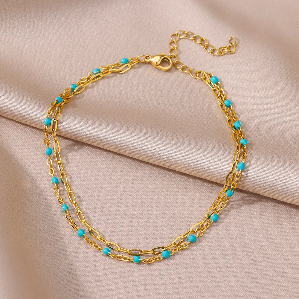 Elariah 18K Gold-Plated Stainless Steel Pearl Anklet for Women – Classic Imitation Pearl Beach Ankle Bracelet