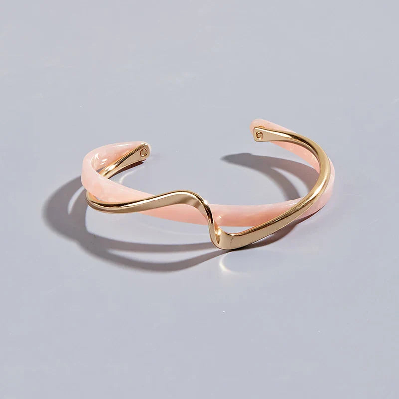 White Acrylic Geometric C-Shape Open Bangle Bracelet for Women – Minimalist Metal Cuff Bracelet, Modern Fashion Jewellery Gift