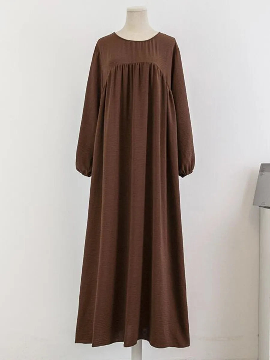 Elariah Luxury Modest Abaya Dress for Women – Solid Colour Long Sleeve Islamic Kaftan Maxi Dress for Ramadan, Eid & Everyday Wear