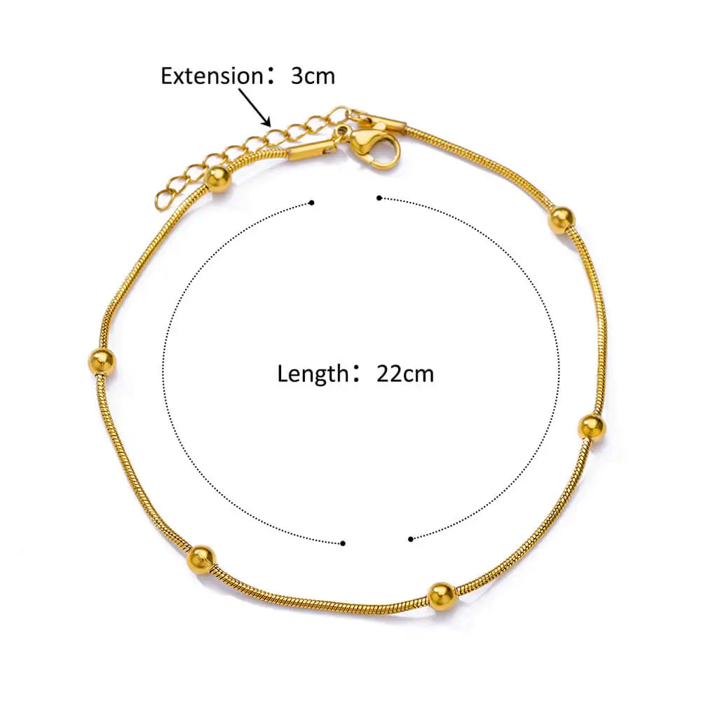 Elariah Tobillera de Acero Inoxidable Vintage con Cuentas para Mujer – Pulsera de Tobillo de Cadena Geométrica Ajustable para la Playa