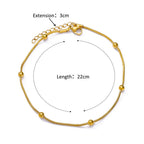 Elariah Vintage Stainless Steel Beaded Anklet for Women – Adjustable Geometric Chain Beach Ankle Bracelet