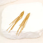 Gold Bling Tassel Statement Earrings – Elegant Long Drop Design for Women