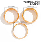 Elariah 3-Piece Geometric Stacking Bangle Set for Women – Gold or Silver Iron Alloy Bracelets – Minimalist Statement Jewellery