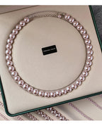 Rose Purple Simulated Pearl Beaded Necklace – Elegant Gold Plated Clavicle Chain for Women