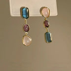 Elariah Asymmetric Colourful Resin Geometric Drop Earrings for Women – Retro Statement Dangle Earrings
