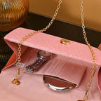 Women's Envelope Evening Clutch Bag - Hard Shell Party Handbag with Criss-Cross Design | Elariah
