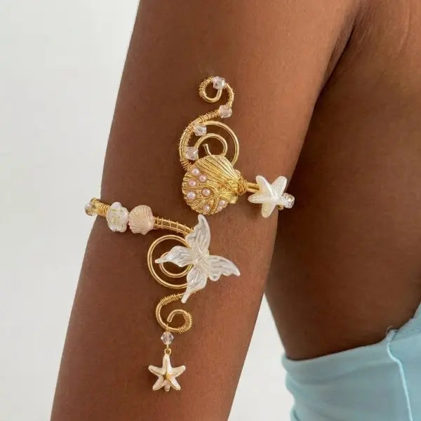 Elariah Antique Gold Hollow Flower Open Cuff Bracelet for Women – Adjustable Floral Boho Arm Cuff Bangle