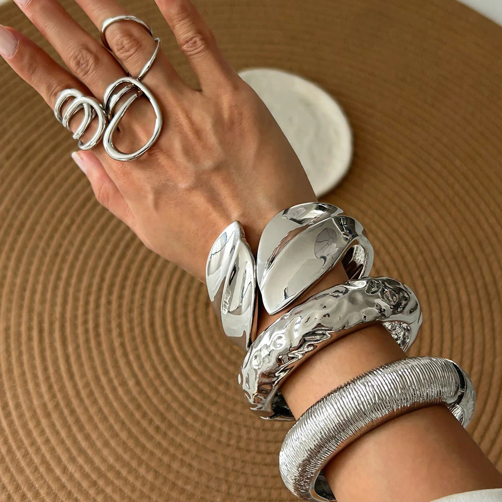 Elariah Chunky Wide Open Cuff Bracelet – Bold Geometric Metal Bangle for Women & Men | Gold or Silver Statement Jewellery