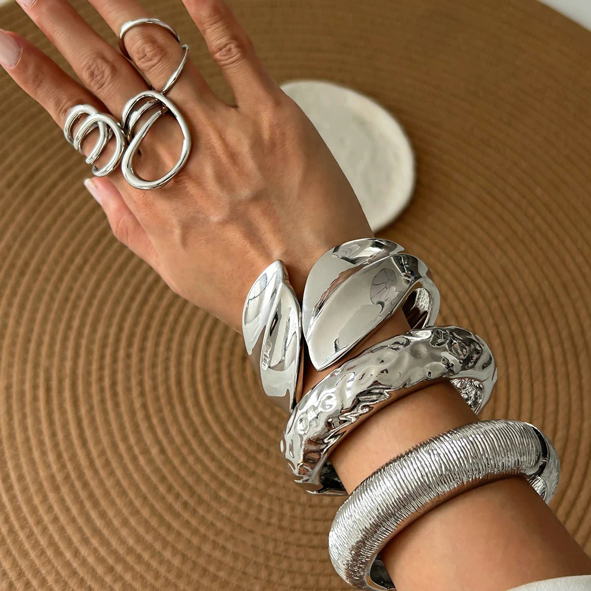 Elariah Chunky Wide Open Cuff Bracelet – Bold Geometric Metal Bangle for Women & Men | Gold or Silver Statement Jewellery