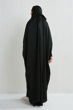 Elariah Hooded Modest Prayer Abaya for Women – Loose Fit Islamic Jilbab Maxi Dress with Smocked Sleeves