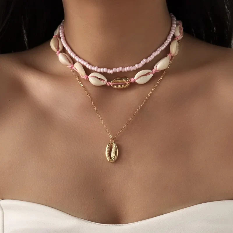 Bohemian Beach Shell Necklace – Seashell & Starfish Pendant Choker for Women