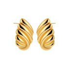 18K Gold Plated Stainless Steel Multilayer Circle Knot Drop Earrings for Women – Textured Statement Round Earrings