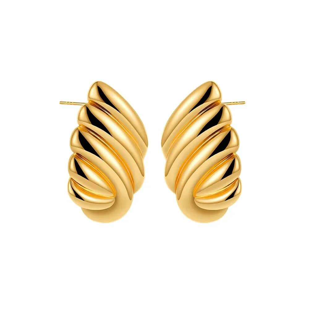 18K Gold Plated Stainless Steel Multilayer Circle Knot Drop Earrings for Women – Textured Statement Round Earrings