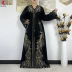 Elariah Diamond Chiffon Modest Abaya Dress – Elegant Long Sleeve Islamic Maxi Robe