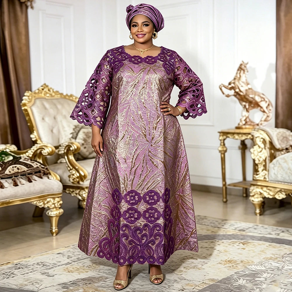 Elariah Women's African Dashiki Kaftan Maxi Dress – Traditional Bazin Style Modest Abaya Robe