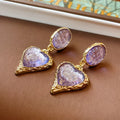 Elariah Vintage Red Resin Oval Stud Earrings – Large Gold-Tone Geometric Statement Earrings for Women