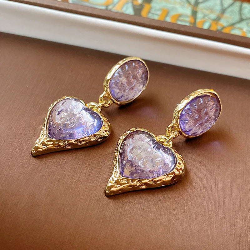 Elariah Vintage Red Resin Oval Stud Earrings – Large Gold-Tone Geometric Statement Earrings for Women