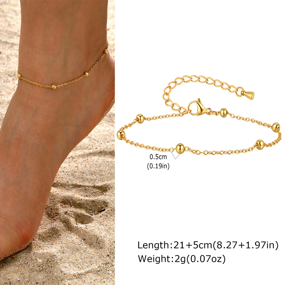 Elariah Gold Plated Stainless Steel Heart Anklet for Women – Adjustable Delicate Heart Chain Anklet Bracelet