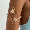 Elariah Antique Gold Hollow Flower Open Cuff Bracelet for Women – Adjustable Floral Boho Arm Cuff Bangle