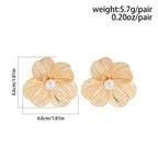 Elariah Vintage Metal Flower Stud Earrings – Gothic Petal Design Zinc Alloy Statement Earrings for Women