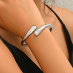 Trendy Geometric Twisted Upper Arm Cuff Bracelet – Adjustable Water Drop Bangle for Women