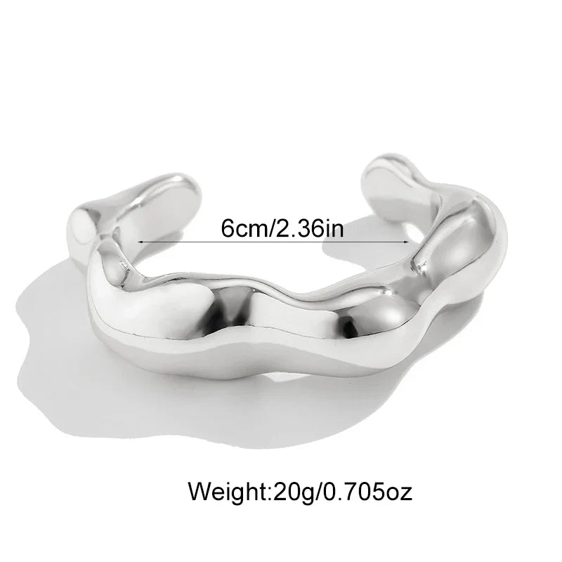 Irregular Geometric Cuff Bangle Bracelet for Women – Bold Statement Fashion Bracelet, Trendy Open Cuff Jewelry