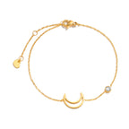 Minimalist Cross, Crescent Moon & Star Charm Bracelet for Women – Stainless Steel Thin Chain Adjustable Gold Layered Bracelet