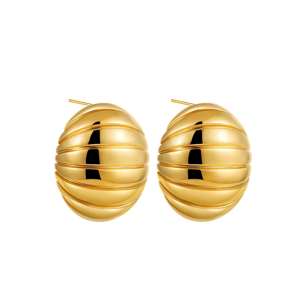 18K Gold Plated Stainless Steel Multilayer Circle Knot Drop Earrings for Women – Textured Statement Round Earrings