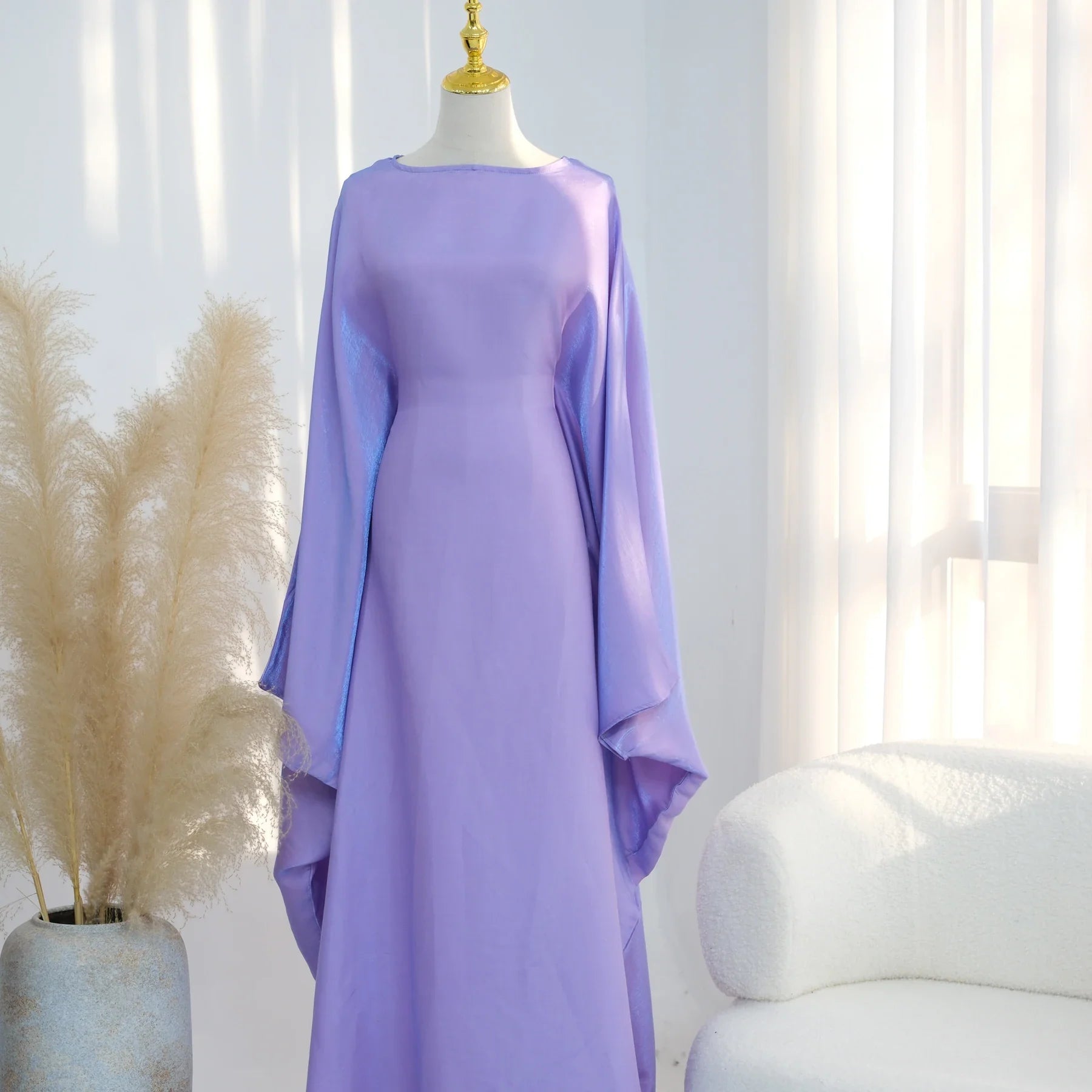 Elariah Shimmering Eid Kaftan Abaya – Extra Loose Fit Butterfly Sleeve Maxi Dress for Ramadan, Evening & Party Wear