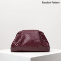 Elariah Burgundy Woven PU Leather Clutch Bag – Vintage Kiss Lock Evening Purse for Weddings & Formal Occasions