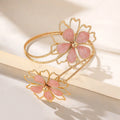 Elariah Antique Gold Hollow Flower Open Cuff Bracelet for Women – Adjustable Floral Boho Arm Cuff Bangle
