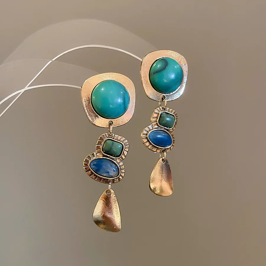 Elariah Vintage Earrings – Large Gold-Tone Geometric Statement Earrings for Women