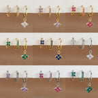 3-Piece Stainless Steel Flower Drop Earrings Set with Cubic Zirconia – Hypoallergenic Floral Dangle Earrings for Women