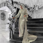 Elariah Silky Modest Satin-Feel Kaftan Maxi Dress for Women – Long Sleeve Muslim Abaya, Jalabiya, Casual & Occasion Wear
