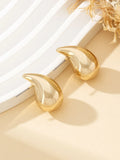 Pendientes de gota voluminosos estilo vintage con forma de cúpula – Pendientes llamativos de acero inoxidable dorado para mujer