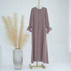 Elariah Women's Modest Maxi Kaftan Dress with Bow Detail & Pockets | Long Sleeve Islamic Abaya for Ramadan, Eid & Everyday Wear